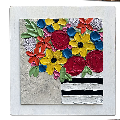 Art by Susan Wood 18x18 Flowers on Wood WP4010